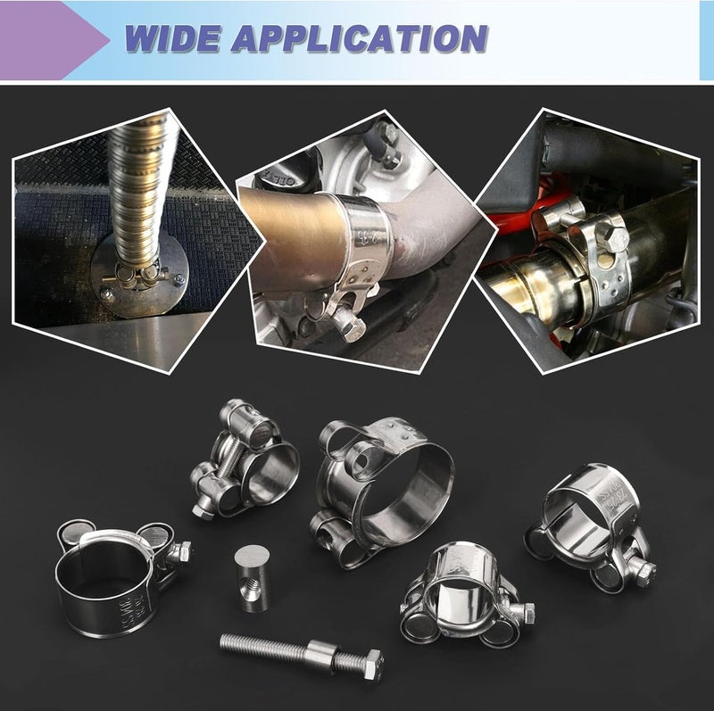 Suprom 4 Pack 1.3" T-Bolt Hose Clamps, 304 Stainless Steel Heavy Duty Hose Clamps, Turbo Intake Clamp Working Range 32mm-35mm for 1.3" Hose OD - Image 5